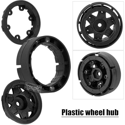 RC 1.0" Plastic Wheel hub and Tire for 1/18 TRX4M 1/24 Axial SCX24 FCX24 Scale RC Crawler Car.Crawler Tires Wheels,4PCS.(Black-C)