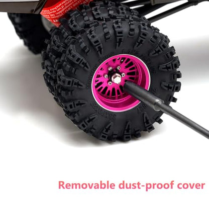 DJX CNC 1.3 inch Front Rear Dually Beadlock Wheels Rim for RC Crawler Car 1/24 Axial SCX24 F150 C10 1/18 Redcat Ascent18 Traxxas TRX4M RC Upgrades Parts(Pink) - color: Pink