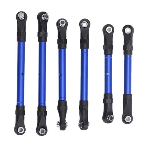 RC Tie Link Rods Set,6pcs RC Car Steering Tie Rod Aluminum Alloy Universal Spare Parts for Traxxas Slash Hoss Rustler,Improved Strength and Durability - color: Blue