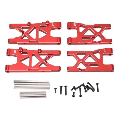 RC Front and Rear Suspension Arms Set Aluminum Alloy Upgrade Parts for Arrma 1/18 380 Brushed 4X4 Truck 380 Brushed 4X4 Small Scale Buggy, RC Car Upgrade Parts (Red) - color: Red