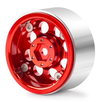 1.3 Beadlock Wheel Rims for SCX24 TRX4M Upgrade 1/24 1/18 RC Crawler Car (Red) - color: Red