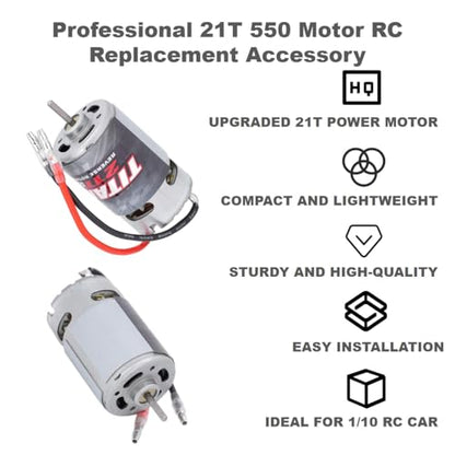 Professional 21T 550 Motor RC Replacement Accessory, fit Brushed ESC Electric Speed Controller Replacement Motor RC Replacement Accessory Fit for 1/10 RC Car