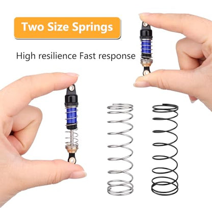 Aluminum 53mm Oil Shocks for TRX4M 1/18 RC Crawler — Long Threaded Shock Absorbers, Adjustable Preload, Brass Bottom Rod Ends, Smooth Dampers, Upgrade Suspension 4-Pack