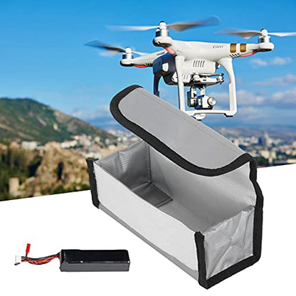 Battery Explosion Proof Bag, 19.4x7x7.8cm/7.6x2.8x3.1in Fire Retardant LiPo Battery Box Heat Resistant Charging Storage Safety Pouch for RC Model, Drone, Aircraft