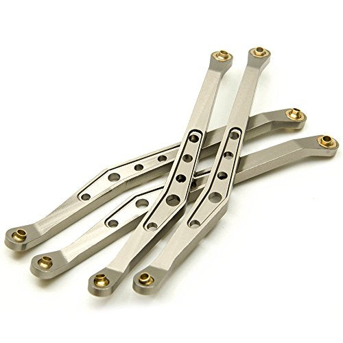 QUE-T 8 Pcs Aluminum Linkage Rod Arm Set/Upper and Lower Suspension Links Set of 8 for 1/10 Axial Wraith 90018 RC Truck (Titanium, Type A)