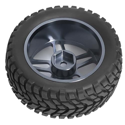REDSPIDER 1/10 Rally Rubber Tires & Aluminium Wheel Rims 12mm Hex OD 2.95" for 1/16 1/14 1/12 1/10 RC Touring Car On-Road Off Road Bugg (Titanium)