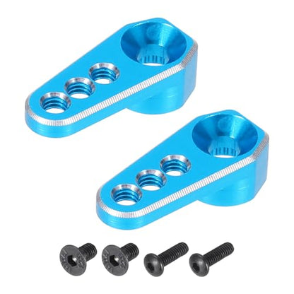 MECCANIXITY Aluminum Alloy 1/18 25T Steering Servo Arm Horn Sky Blue for DIY RC Car/Boat/Airplane Boat Accessories 2 Pcs - color: Sky Blue