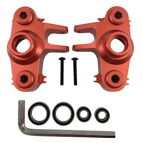 Steering Block Knuckle Arms for E-Maxx T-Maxx 3.3 E-Revo Summit (Red) | Aluminum,Rubber Shielded Bearings,1/10 Scale,RC Cars,Upgrade Parts,5334R Compatible,CNC Machined,High Strength - color: Red