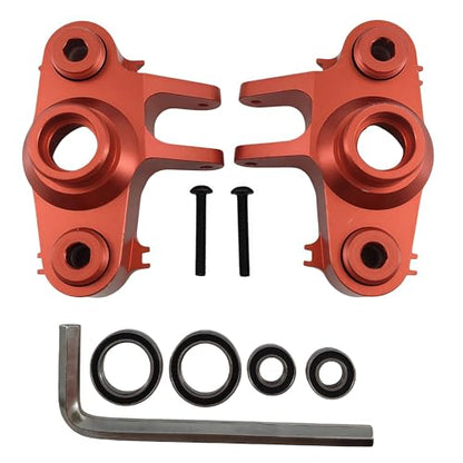 Steering Block Knuckle Arms for E-Maxx T-Maxx 3.3 E-Revo Summit (Red) | Aluminum,Rubber Shielded Bearings,1/10 Scale,RC Cars,Upgrade Parts,5334R Compatible,CNC Machined,High Strength - color: Red