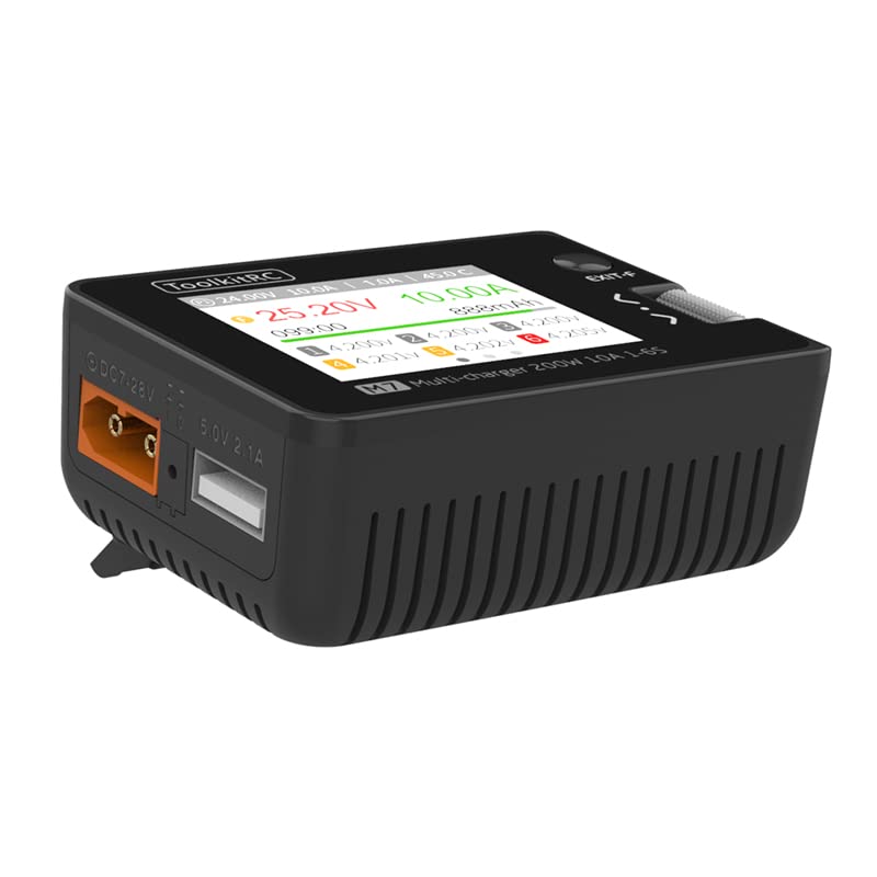 Original ToolkitRC M7 200W 10A DC Balance Charger Discharger for 1-6S Lipo Battery with Voltage Servo Checker ESC Receiver Signal Tester