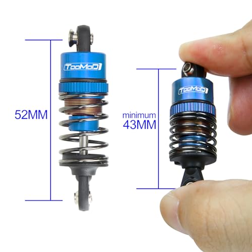 52MM Oil Shock Absorbers Upgrade Compatible with 1/10 RC Cars | Fits Tamiya TT-01/02 / M03-06 / TA05/06 / M05 / M06 - Oil Damper Upgrade - Blue - color: Blue