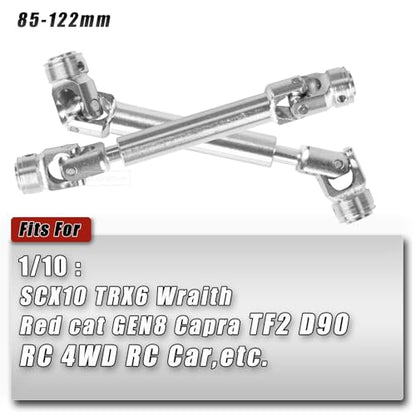 Universal Drive Shaft Upgrades Part for 1/10 SCX10 II Red cat D90 Gen7/Pro GEN8 RC 4WD,Harden Steel #45 RC Driveshafts(85-122MM),2PCS,Silver - size: 85-122mm(2pcs-silver)