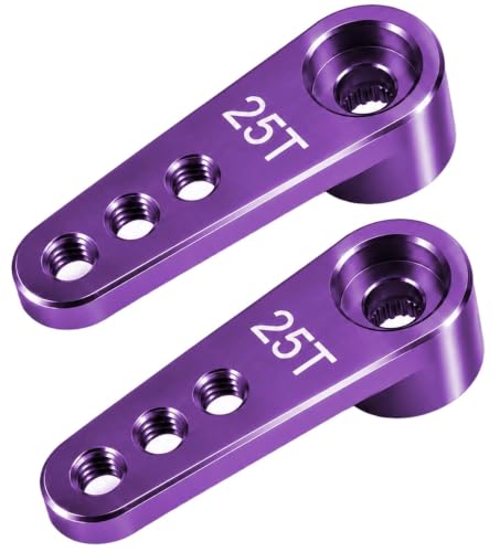 2PCS 25T Aluminum Servo Horn, 3-Hole RC Steering Arm for Futaba Savox MG995 | CNC Aluminum Servo Arm M3 Thread Adjustable Linkage 12mm 16mm 20mm Positions 1/8 1/10 RC Power HD MG996 Crawler Buggy Truck - color: Purple