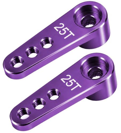 2PCS 25T Aluminum Servo Horn, 3-Hole RC Steering Arm for Futaba Savox MG995 | CNC Aluminum Servo Arm M3 Thread Adjustable Linkage 12mm 16mm 20mm Positions 1/8 1/10 RC Power HD MG996 Crawler Buggy Truck - color: Purple