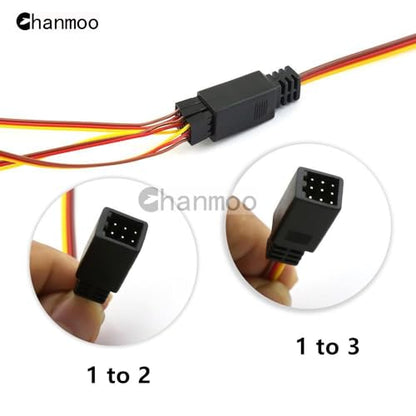 RC JR Style Servo Splitter 1 Male to 2/3/4/5/6 Female Y Harness Leads Y Splitter Cable Lead Wire 350mm for RC Cars Airplane Drone Receiver Servo ESC Cable Servo Fan 2Pcs (1 Male to 4Female) - style: 1 Male to 4Female