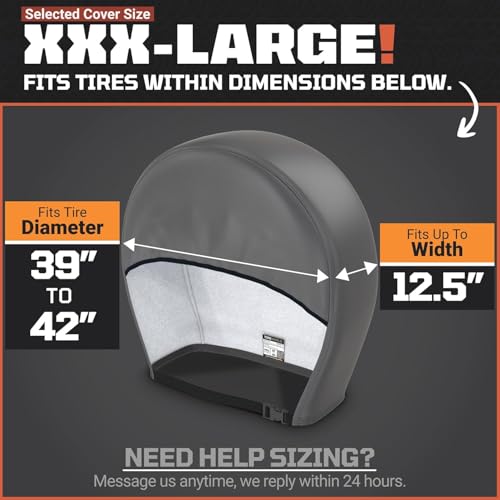 TIRESHIELD PRO Trailer Tire Covers (Set of 2) - Heavy Duty All-Weather UV-Resistant Protective Wheel Covers w/StormLock-System - Year-Round Protection for Your Trailer Tires w/ 39-42" Diameter - size: XXX-Large - Fits Tire Diameters 39-42", style: TIRESHI