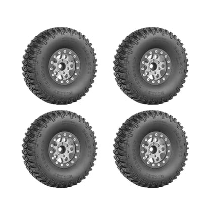 4PCS 1.55 Inch Aluminum Alloy 5Spoke Beadlock Wheel Rim Tyre and 95mm Rubber Tires Set for 1/10 RC Rock Crawler Car Upgrade Parts for Tamiya Axial AX90069 D90 TF2 CC01 LC70 (Grey Black) - color: Grey Black