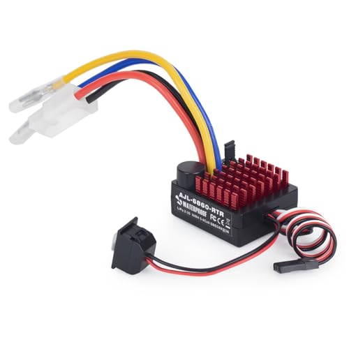 2-3s 60A Brushed ESC Waterproof Electronic Speed Controller with Switch Mode BEC for 1/10 Scale RC Crawler Car Trucks Upgrade (Tamiya Plug) - style: Tamiya Plug