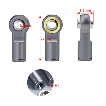 QUE-T 10Pcs Metal Left-Hand Thread Link Rod End M4 Ball Joint Head for RC Crawler Car Boat (Titanium) - color: Titanium