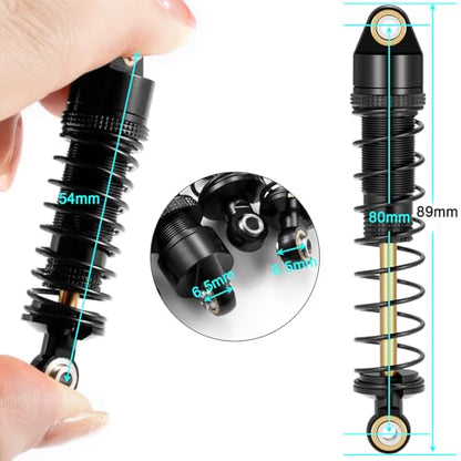 MOHERO 4Pcs RC Oil Filled Shocks - 80/90/100/110/120mm Shock Absorbers Kit for Most 1/10 RC Crawlers Like Axial SCX10 II III D90 CC01 Gen7 Gen8 CC01 Wraith RR10, etc (80MM) - size: 80MM