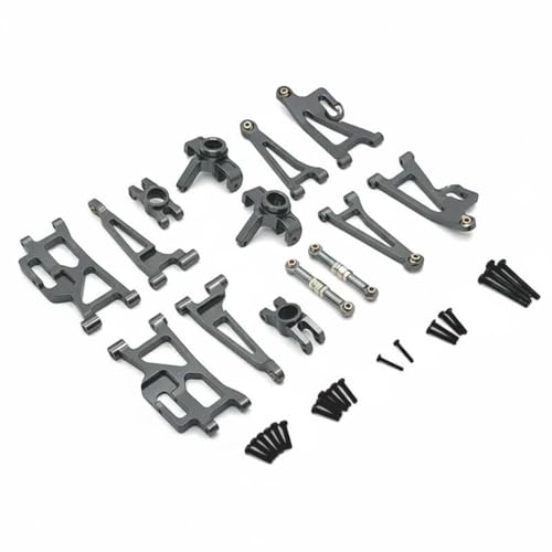 Industrial Vehicle Rc Car Upgrade Kit Aluminum Arms Steering Cups Rear Hubs Adjustable Turnbuckles Shock Absorption Set Suitable for 1/14 Scale Models, Titanium - color: Titanium