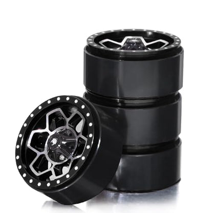1.9 RC Beadlock Wheels Rims Aluminum Heavy Duty 1/10 Crawler Wheel Hubs For 1:10 Rock Crawler Car Axial SCX10 I II III 90046 TRX4 TRX6 VS4-10 CC01 D90 RC4WD Redcat Gen8 1.9" Tires (Black) - color: Black
