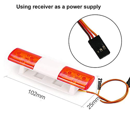 RC Model LED Police Night Light Bar Flash Lamp Compatible with 1/10 1/8 RC Car Model for HSP Tamiya CC01 Axial SCX10 (Red) - color: Red
