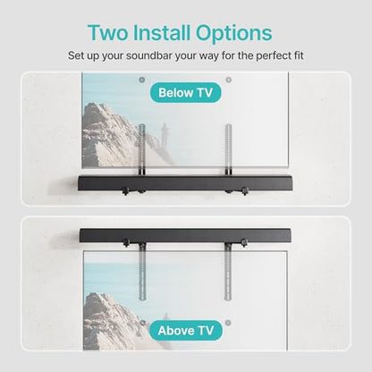 Soundbar TV Mount,33lbs Capacity,Compatible with Depth from 1.6" to 7.2" | Anti-Vibration Pads to Reduce Vibration,Soundbar Mount under TV,Easy Installation