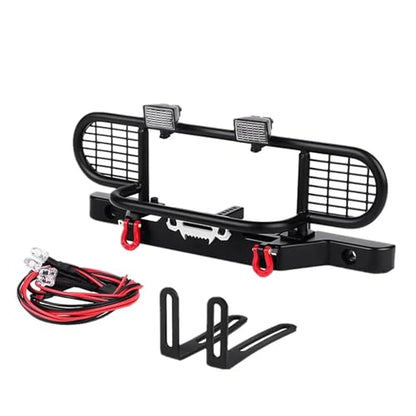 Rc Bumper Models Parts Compatible with for TRX4 for Defender Metal Front Camel Trophy Bumper with Light for 1/10 RC Crawler Car Accessory