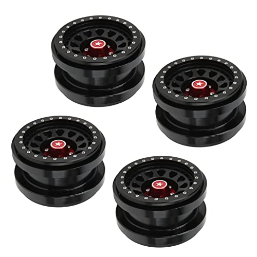 VBESTLIFE 4 PCS 2.9 Inch Wheels 12 Hole Alloy Wheels, 1/6 RC Car Wheels for AXAIL SCX6 1/6 RC Car - color: Black