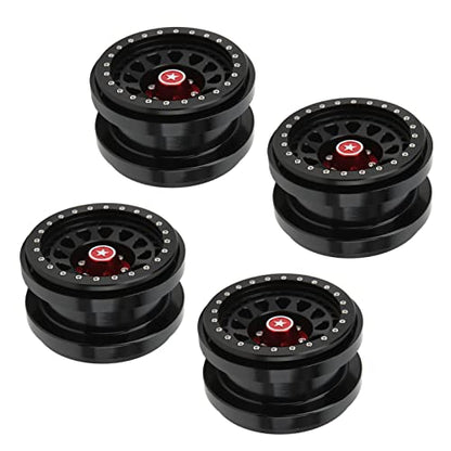 VBESTLIFE 4 PCS 2.9 Inch Wheels 12 Hole Alloy Wheels, 1/6 RC Car Wheels for AXAIL SCX6 1/6 RC Car - color: Black