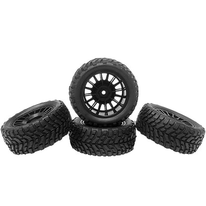4PCS 75mm Rubber Tyres Tires with Foam Inserts and Plastic Wheel Rims 12mm Hex for 1/10 On-Road RC Drift Touring Car 1/14 1/16 1/18 Rally Car Replacement Parts(Black) - color: Black