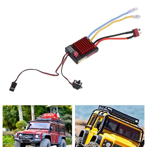 RC Brushed ESC, 60A ESC Water Proof Electronic Speed Controller with 320A Peak for 1/10 1/12 RC Car (T Plug)