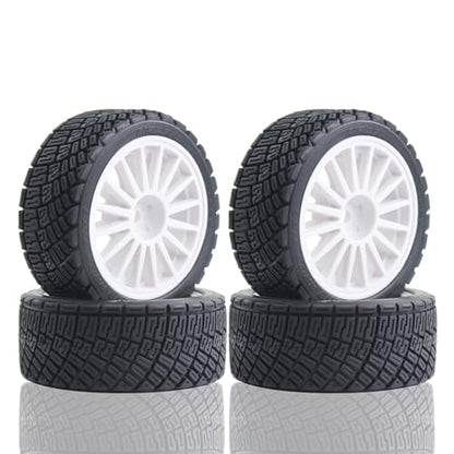 Lifehead 67mm RC On-Road Rally Car Tires and Wheels for 1/10 RC On-Road Touring Drift Car HSP Tamiya XV01 TT01 TT02B HPI Kyosho FAZER MK2 /12mm Hex - color: White C