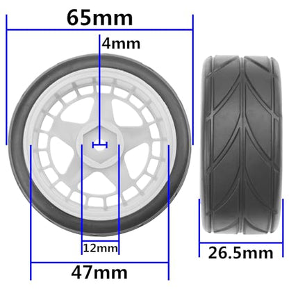 ShareGoo RC OD 2.55" Nylon 12mm Hex Wheels & Rubber Tires Set Compatible with Traxxas Tamiya Sakura HSP Redcat 1/10 RC On-Road Touring Drift Car (White) - color: White
