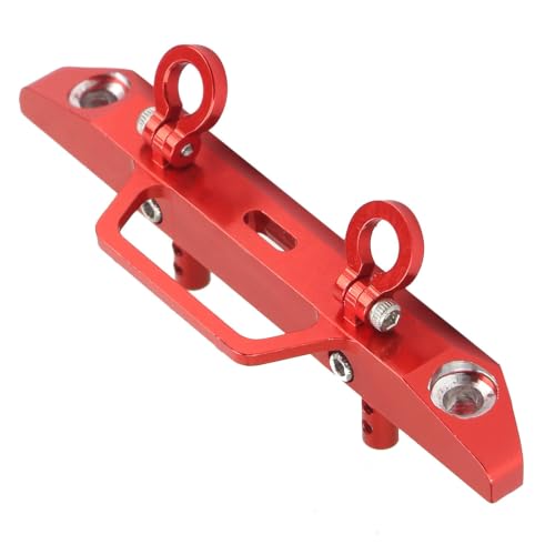 1/24 RC Car Front Bumper, Aluminum Alloy Metal Bumper Upgrade Parts Accessories with 2 Screw for SCX24 90081 RC Crawler Car (Red) - color: Red