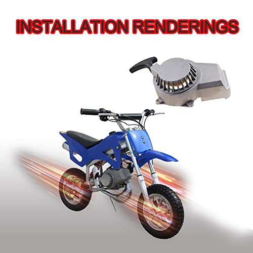 GOOFIT Alloy Pull Recoil Starter with Flywheel for 2 stroke 47cc 49cc Engine Pocket Dirt Bike Mini ATV Quad Wheeler Gray - color: Gray