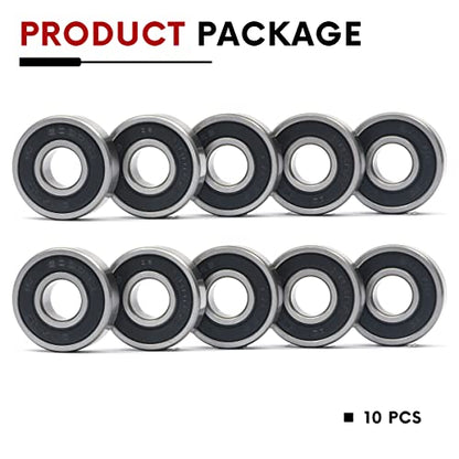 10 PCS 6000-2RS Double Rubber Sealed Deep Groove Ball Bearings 10x26x8mm, Deep Groove Ball Bearing ABCE-3 Pre-Lubricated, Chromium Bearing Steel (6000-2RS, 10) - size: 6000-2RS