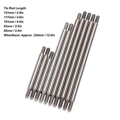 Jiawu 10Pcs Pull Rod Link Linkage, 324mm Wheelbase Link Rod, Links Tie Rods Pull Rods with End Ball Set for 1/10 RC 820564 820064 Crawler Car