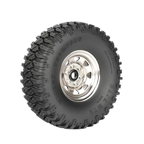 4PCS 1.55 inch Aluminum Metal Beadlock Wheels Rim and 95mm Rubber Tires Set Replacement for 1/10 RC Crawler Car for D90 TF2 Tamiya CC01 CC02 LC70 JIMNY Axial AX90069 Upgrade Parts(Silver) - color: Silver