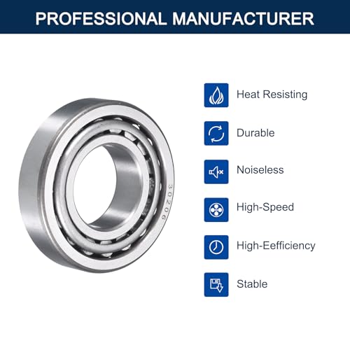 2 Pack 30206 Tapered Roller Bearing Cone and Cup Set | 30mm Bore 62mm OD 17.5mm Cup Width, Chrome Steel Wheel Bearings, ABEC-3 - size: 30206