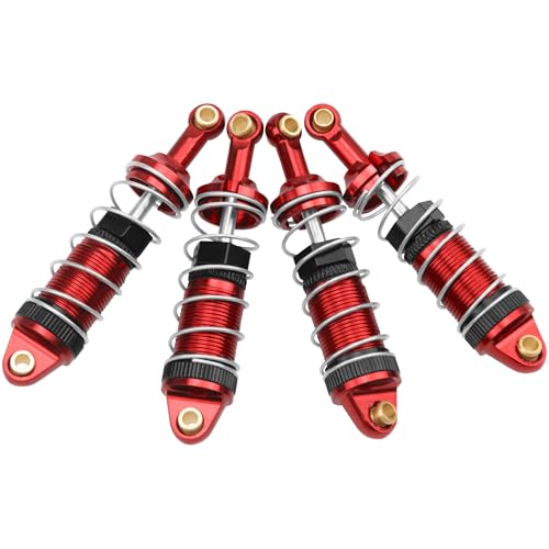 4Pack ShareGoo RC Car Shock Absorbers Metal Shocks Damper Compatible with MJX Hyper Go 14301 14302 14303 1/14 RC Car Upgrades Part (Red) - color: Red