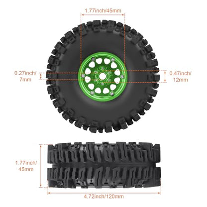 120mm 4.72'' Tall 1.9 Mud Slingers Tires Good Grip and 1.9 Beadlock Wheels Aluminum 1.9 Beadlocks for FCX10 TRX4 Axial SCX10 II UTB18 Capra Redcat Gen8 Gen7 VS4-10 1/10 RC Crawler (Color A) - color: Color a
