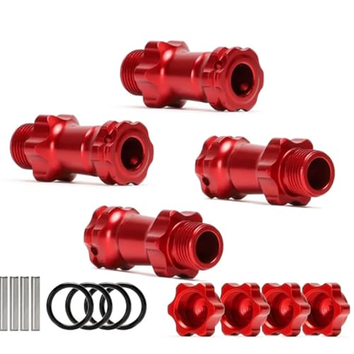 Aluminum 17mm Wheel Hub Hex 30MM Extension Adapter with Pins + O Ring for 1/8 HSP RC Hobby Car Buggy Monster Truck 2 Sets(Red) - color: Red