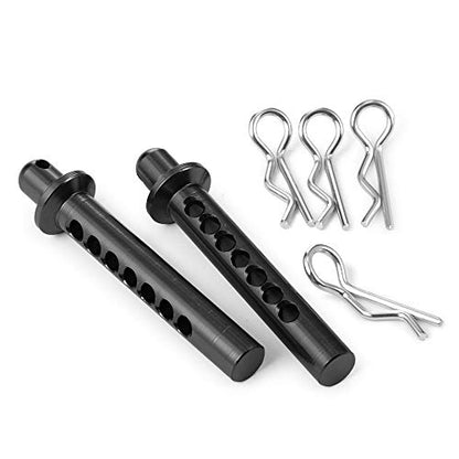 RC-Hub 2pcs Aluminum Front Body Mounts Post with Clips Pins for 1/10 AXIAL SCX10 90046 RC Crawler Cars(Black) - color: Black