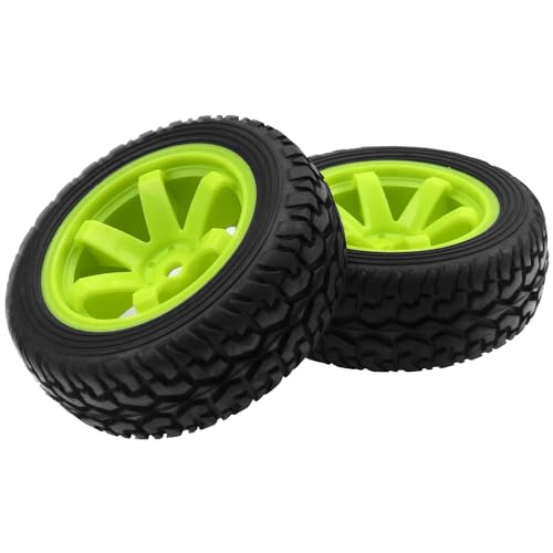 75mm/2.95'' Rubber Tires & Plastic Wheel Rims 12mm Hex w/Foam Compatible with HSP Tamiya HPI Kyosho 1/10 1/12 On-Road RC Touring Car,WLtoys 1/14 144001 RC Buggy (Green) - color: Green