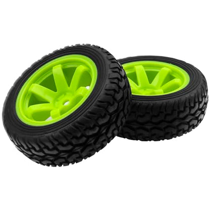 75mm/2.95'' Rubber Tires & Plastic Wheel Rims 12mm Hex w/Foam Compatible with HSP Tamiya HPI Kyosho 1/10 1/12 On-Road RC Touring Car,WLtoys 1/14 144001 RC Buggy (Green) - color: Green