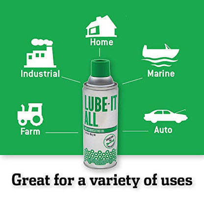 Lube-It All Deep Lubricating Oil – Multi-Purpose Spray Lubricant for Industrial, Automotive, Marine, and Household Use, Long-Lasting Protection, Water-Resistant Formula, 11 oz Aerosol Can - style: 11 Ounces