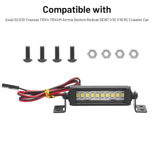 RC Light Bar 10 LED, daitoku 2.16 Inch Aluminum RC LED Lights Kit for Axial SCX10 Traxxas TRX4 TRX4M Arrma Senton Redcat GEN7 1/10 1/18 Crawler