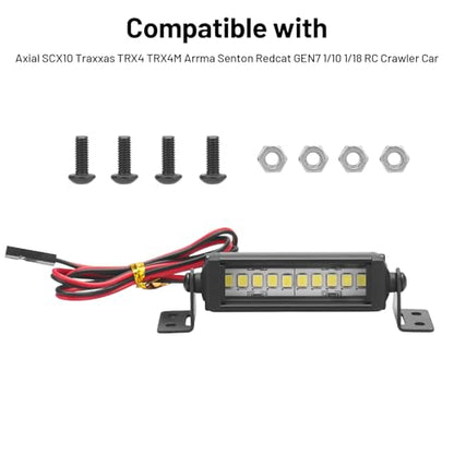 RC Light Bar 10 LED, daitoku 2.16 Inch Aluminum RC LED Lights Kit for Axial SCX10 Traxxas TRX4 TRX4M Arrma Senton Redcat GEN7 1/10 1/18 Crawler